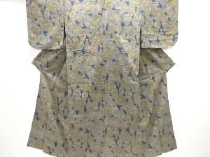 陶器模様手織り紬単衣着物